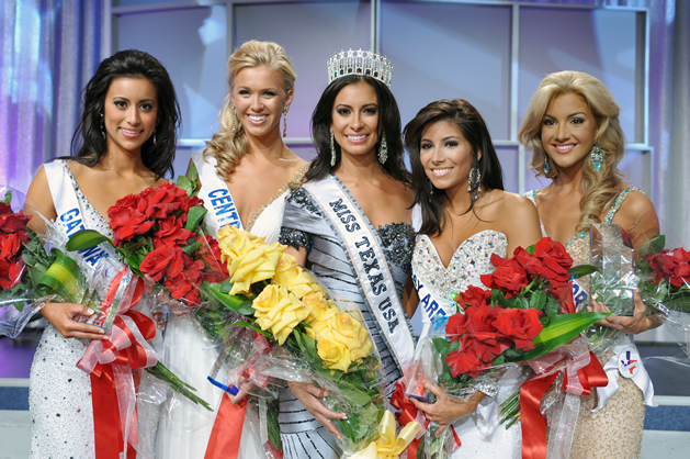 WinnerViews Girls share the Spotlight - Taking all Top 5 Spots at Miss Texas USA! (L to R): Jessica Guzman (3rd runner-up), Megan McAnelly (1st runner-up), Miss Texas USA '11 Ana Rodriguez, Nicole Golyer (2nd runner-up), and Kathryn Dunn (4th runner-up)