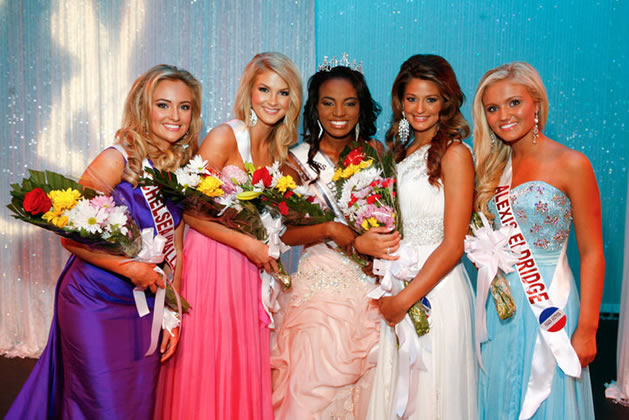 WinnerViews Girls Grab All the Top Spots at Miss Bay Area Teen! (L to R): Chelsea Wallace (3rd runner-up), Hannah Kirkland (2nd runner-up), Miss Bay Area Teen Raigan Harris, Lindsey Cowsert (1st runner-up), and Alexis Eldridge (4th runner-up)