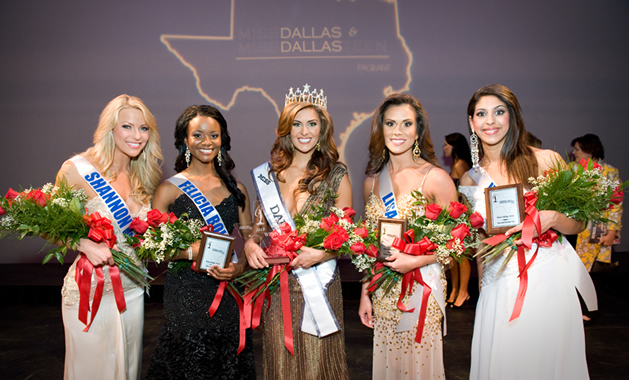 WinnerViews Girls Dominate Miss Dallas! - (L to R): Shannon McAnally (1st runner-up), Felicia Bolton (3rd runner-up), Sarah Boehner, Miss Dallas Texas '10, Lisa Medlen (4th runner-up), Hannah Terry (2nd runner-up)